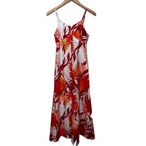 Vintage Made In Hawaii Floral Maxi Strap Dress Size XS Tropical Hawaiian Summer